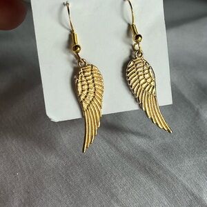 Silver and Gold plated Angel Wing Dangle Earring: Unisex Punk Style